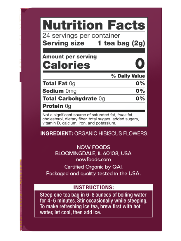NOW Give A Tea Hibiscus Tea Organic 24 Bags
