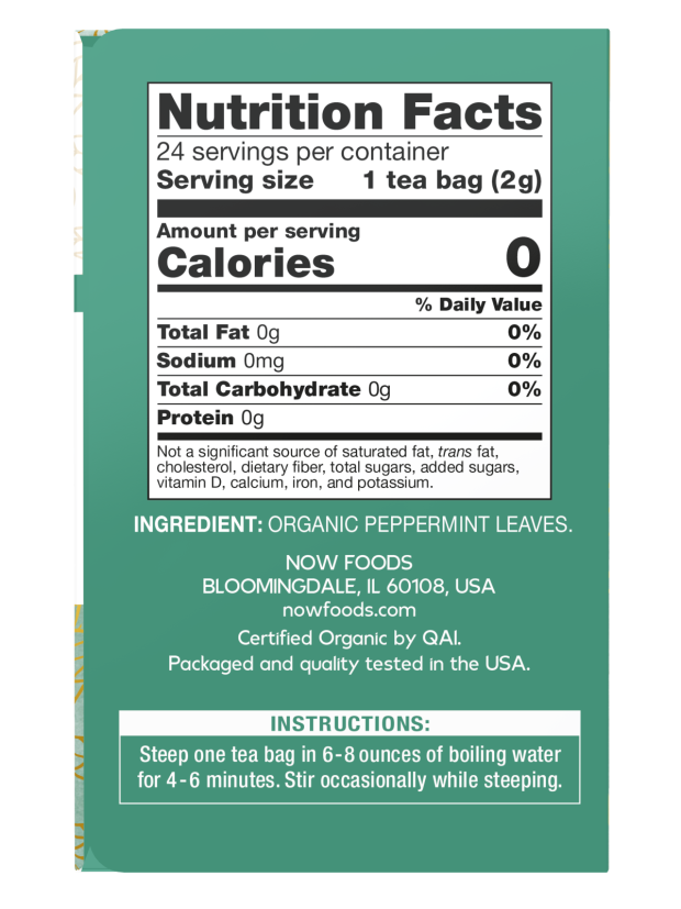 NOW Foods Organic Peppermint Tea 24 Bags
