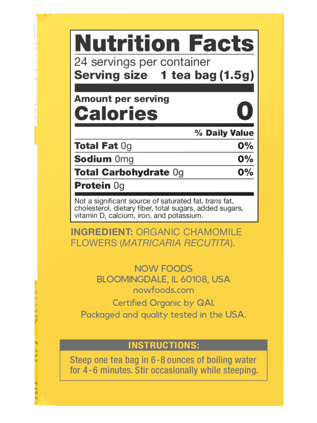 NOW Foods Organic Chamomile Tea 24 Bags | Caffeine-Free Herbal Tea