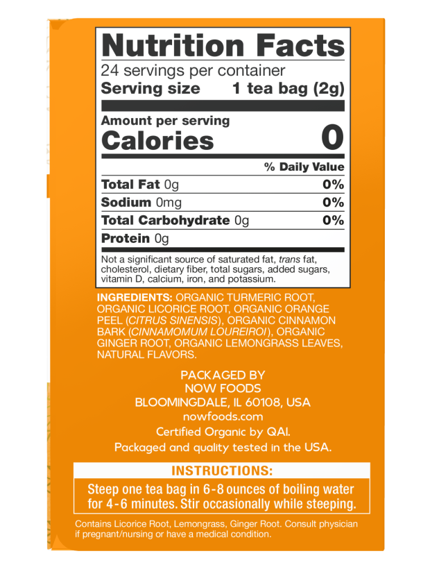 NOW Give A Tea Organic Turmeric Ginger Tea 24 Bags