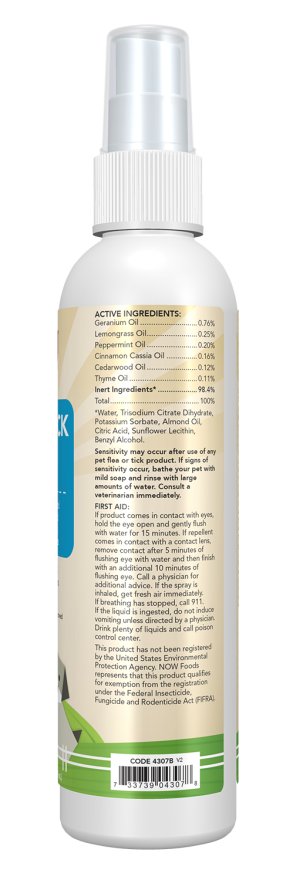 NOW Pets Flea & Tick Spray Natural Dog Pest Control 8 oz