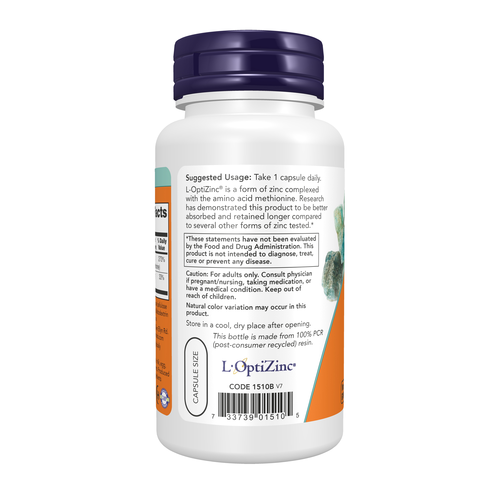 NOW Foods L-OptiZinc 30 mg with Copper 100 Veg Capsules | Zinc & Copper