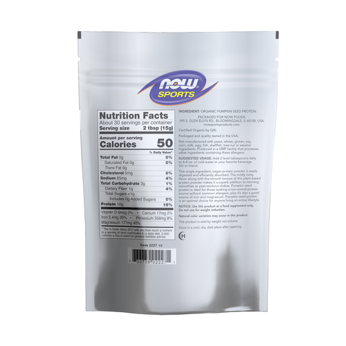 NOW Sports Organic Pumpkin Seed Protein Powder 1 lb