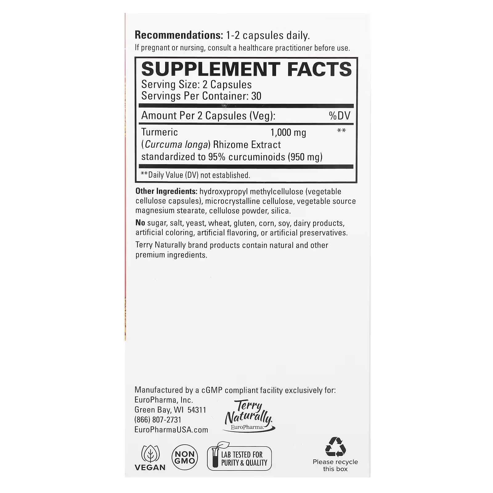 Terry Naturally Turmeric 50X 60 Capsules