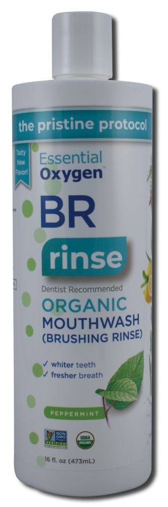 Essential Oxygen BR Organic Mouthwash & Brushing Rinse, Peppermint 16 fl oz package