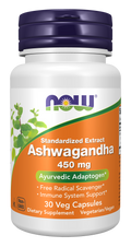 NOW Foods Ashwagandha 450 mg - 30 Veg Capsules front package image