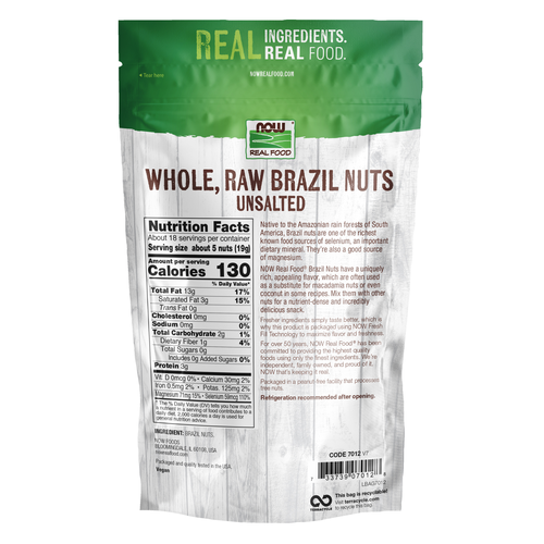 NOW Foods Raw Whole Brazil Nuts 12 oz | Selenium-Rich Snack Nut