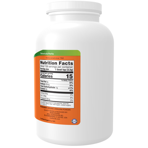 NOW Foods Organic Spirulina Powder Green Superfood 1 Lb Bulk
