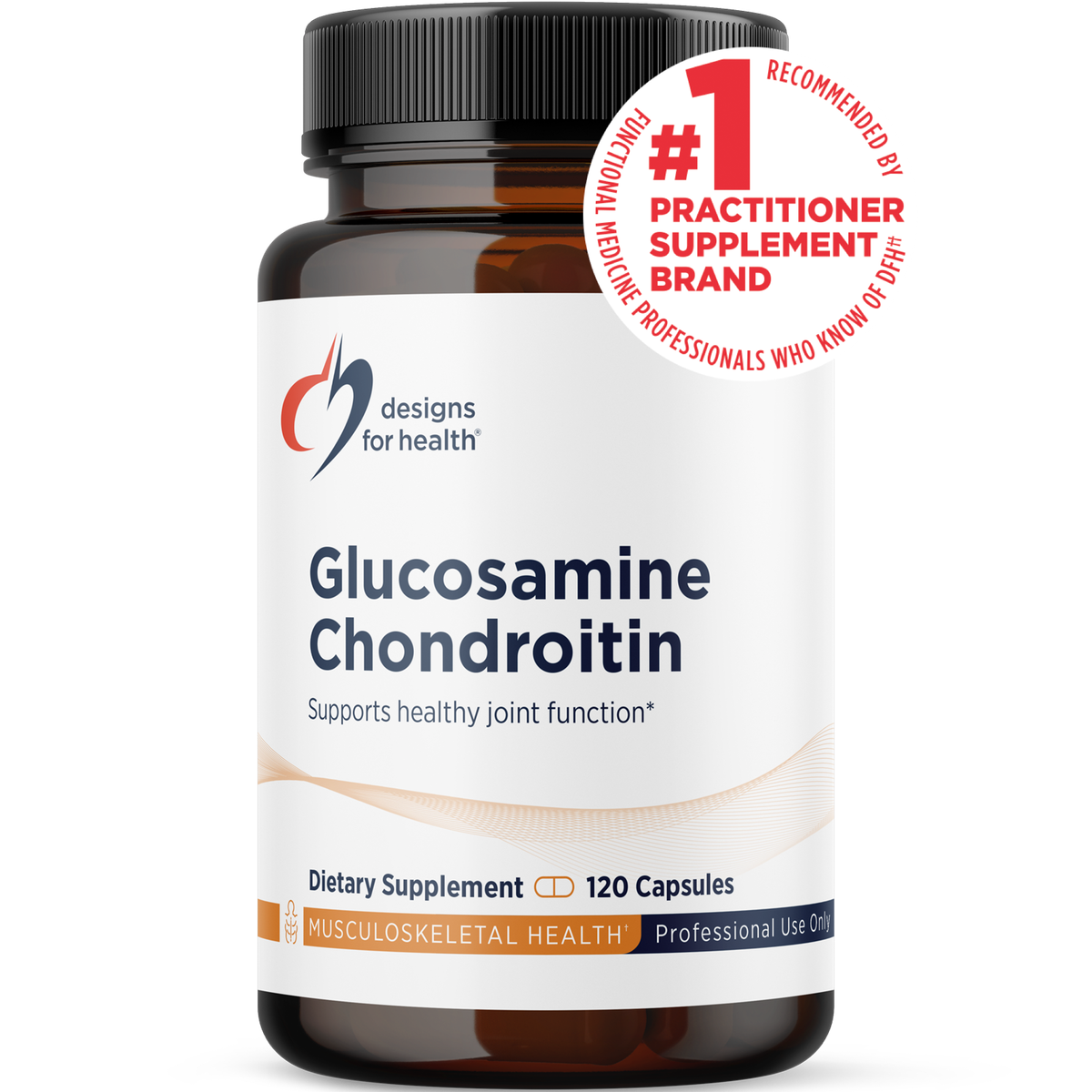 Designs for Health Glucosamine Chondroitin 120 capsules front label