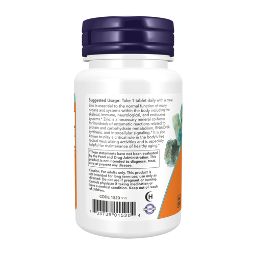 NOW Foods Zinc 50 mg 100 Tablets
