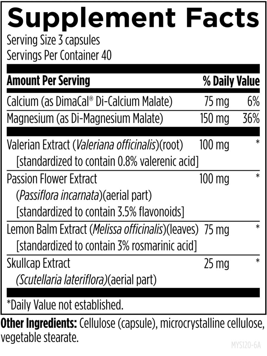 Designs for Health MyoSedate 120 capsules front label