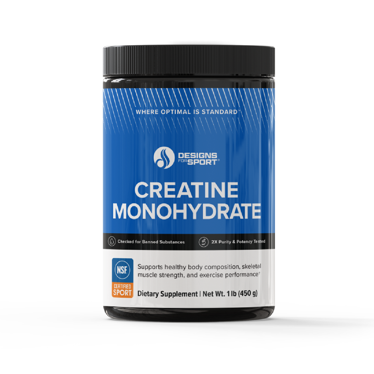 Designs for Health Creatine Monohydrate 450 g (1 lb) powder front label