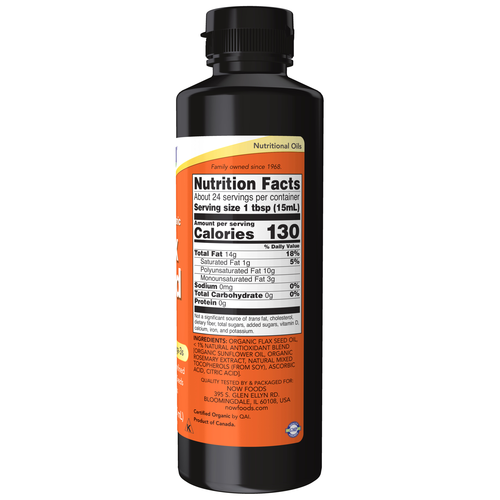 NOW Foods Organic Flax Seed Oil Liquid 12 fl oz