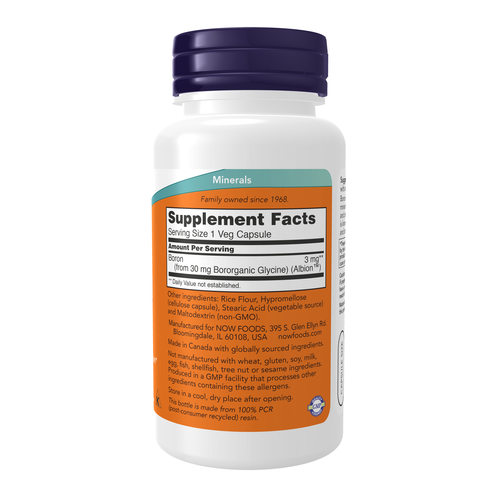NOW Foods Boron 3 mg 100 VCaps | Bone & Hormonal Wellness