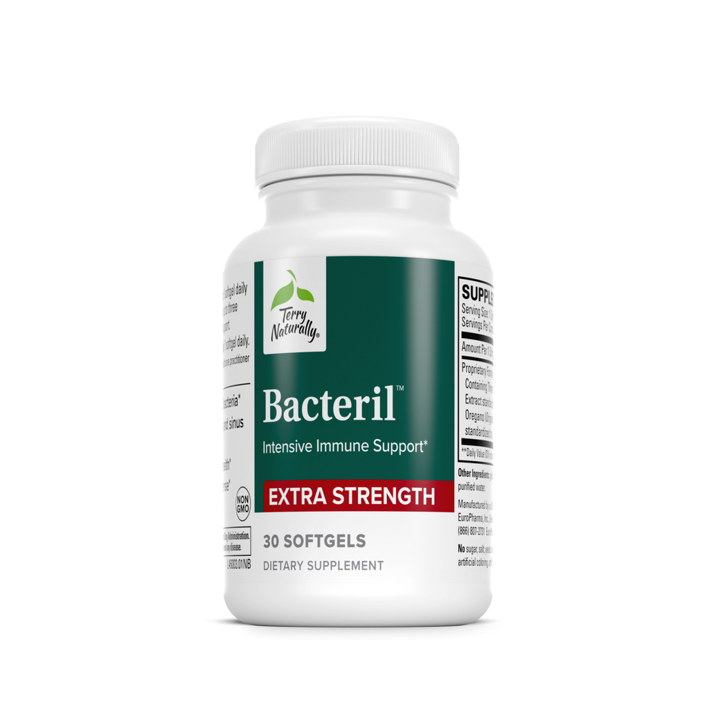 Terry Naturally Bacteril Extra Strength 30 Softgels front label on a light background