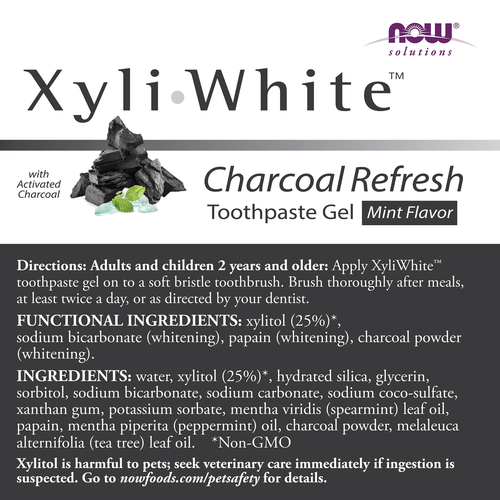 Now Solutions Xyli White Charcoal Refresh Toothpaste Gel 6.4 oz
