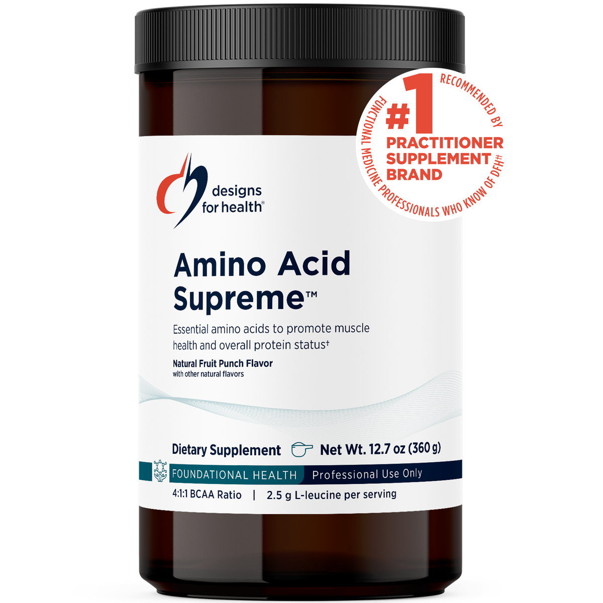 Designs for Health Amino Acid Supreme 360 g (12.7 oz) powder front label