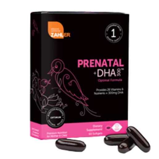 Zahler Prenatal + DHA - 60 Softgels bottle and packaging