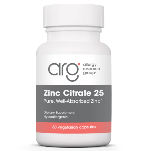 Allergy Research Group Zinc Citrate 25 mg 60 Vegetarian Capsules