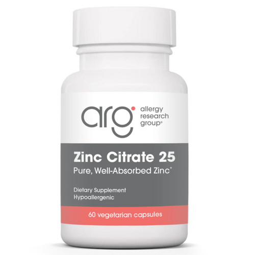 Allergy Research Group Zinc Citrate 25 mg 60 Vegetarian Capsules