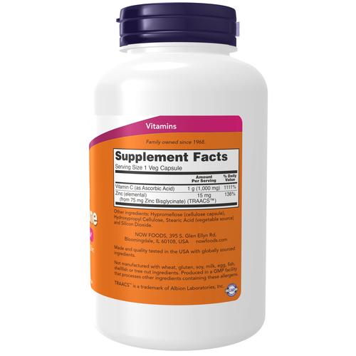 NOW Foods C-1000 Zinc Immune 180 Veg Capsules