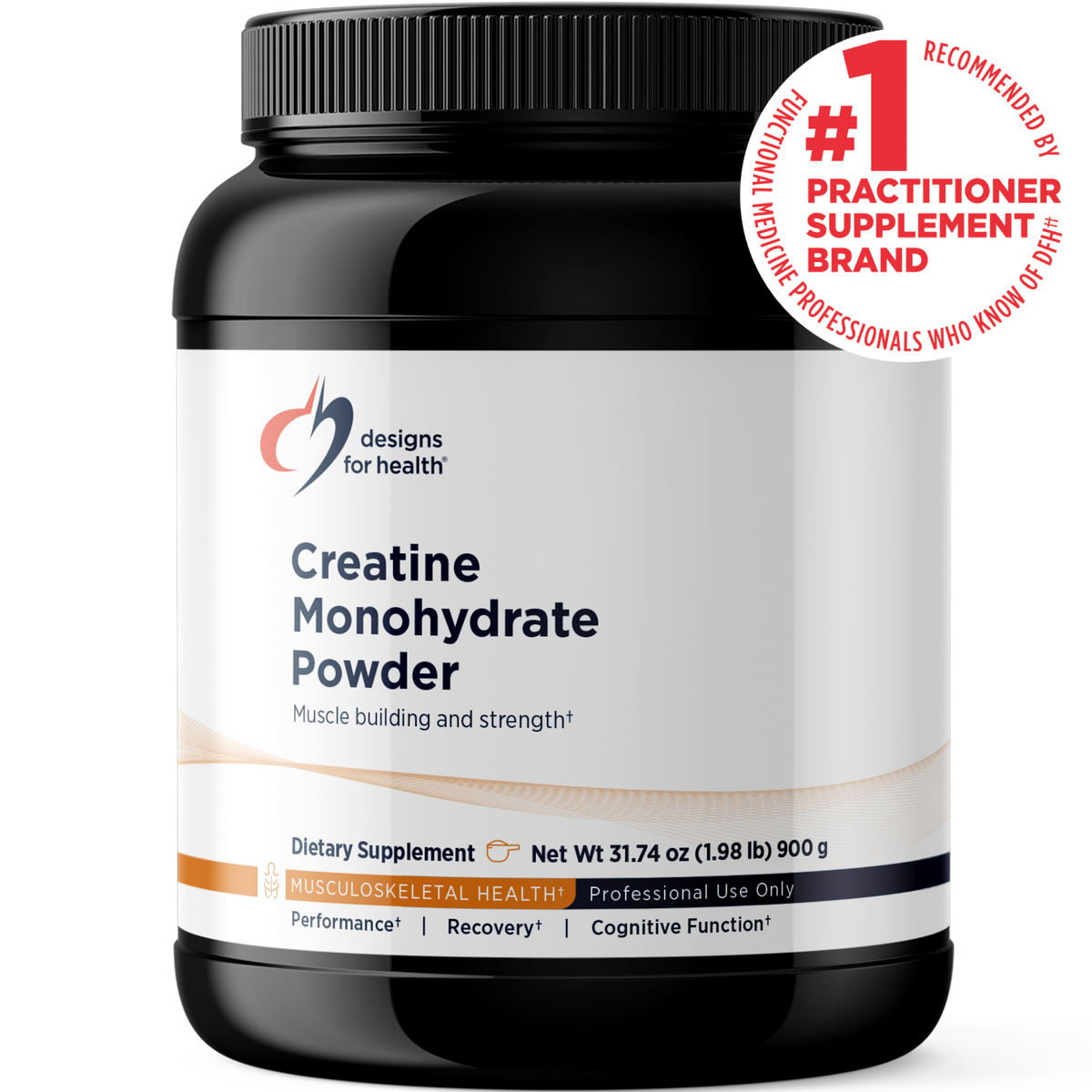 Designs for Health Creatine Monohydrate Powder 31.74 oz (1.98) 900 g front label