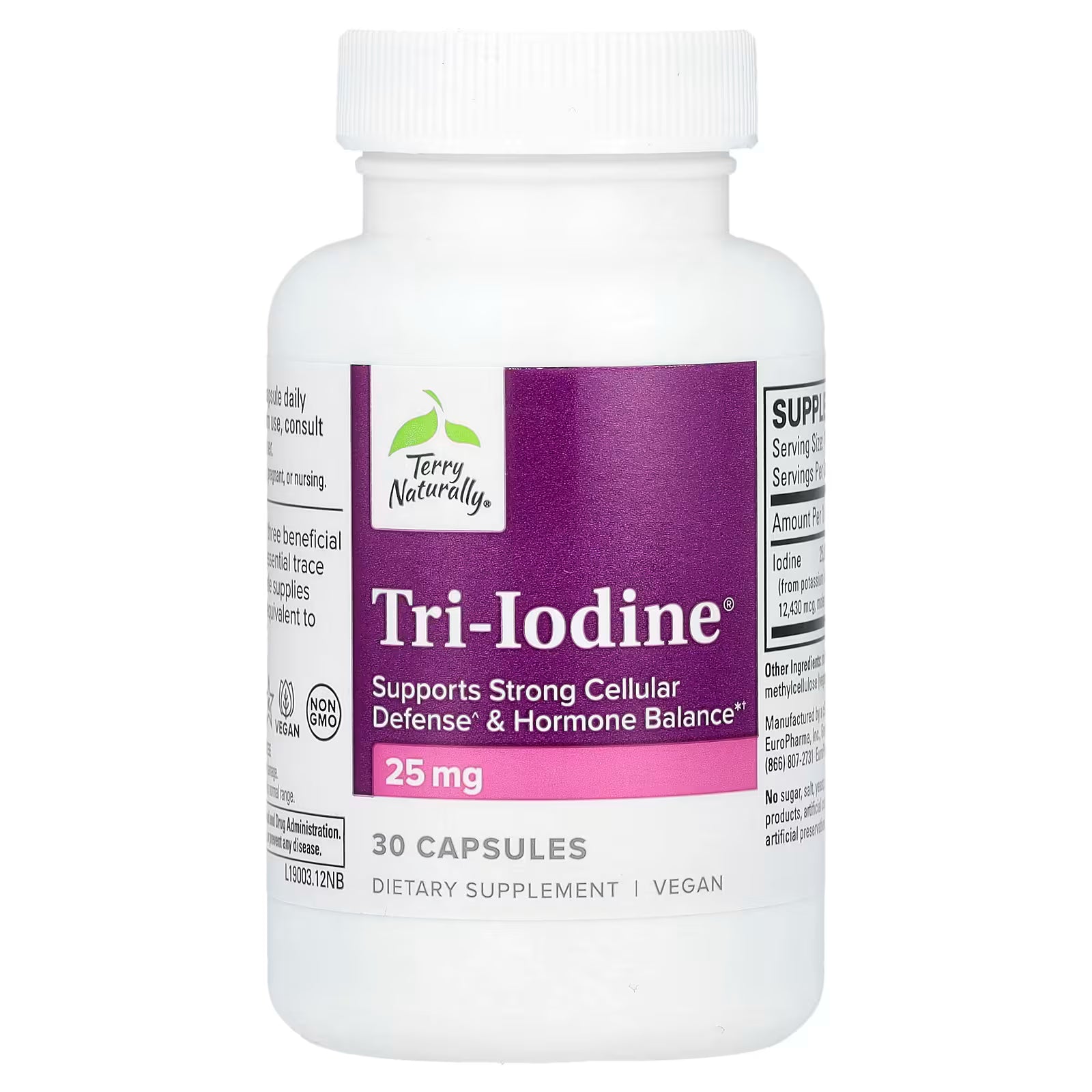 Terry Naturally Tri-Iodine 25 mg - Thyroid Support Supplement (30 Capsules)