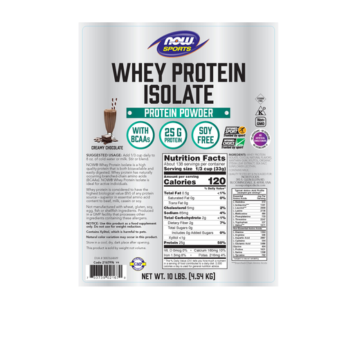 NOW Sports Whey Protein Isolate Creamy Chocolate 10 lb