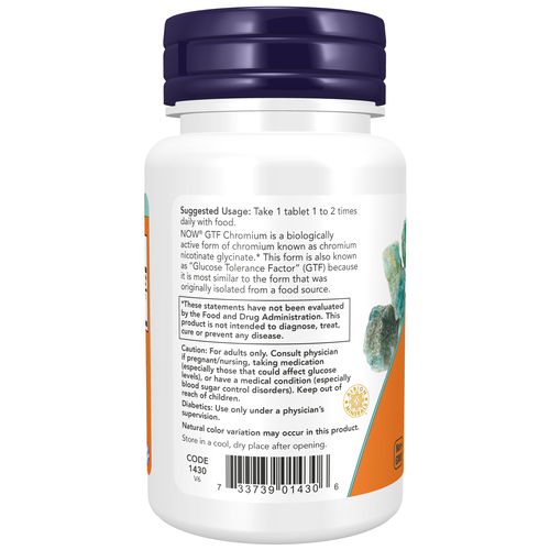 NOW Foods GTF Chromium 200 mcg 100 Tablets | Metabolic Wellness