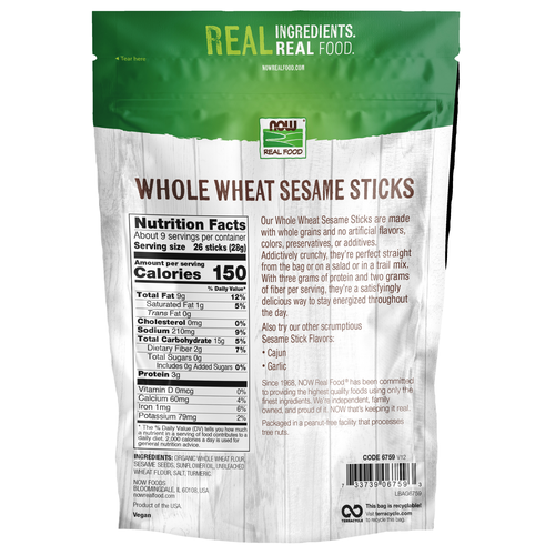 NOW Foods Whole Wheat Sesame Sticks 9 oz product image 2