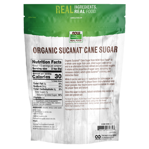 NOW Foods Sucanat Cane Sugar Organic 2 lb