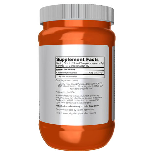 NOW Sports Creatine Monohydrate 500g Powder - Micronized Pure Creatine
