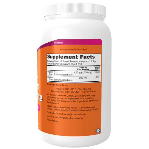 NOW Foods Sodium Ascorbate Powder 3 lbs | Buffered C Bulk Size