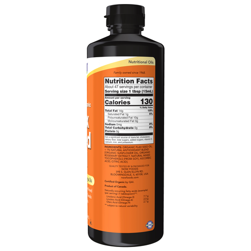 NOW Foods Flax Seed Oil Liquid Organic 24 fl oz