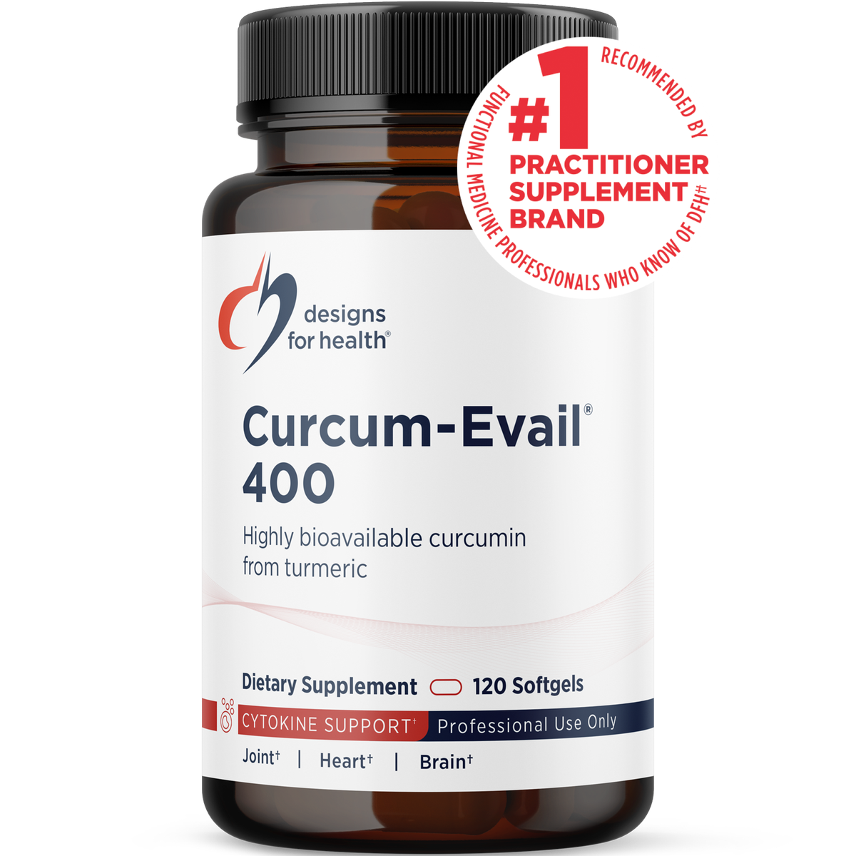 Designs for Health Curcum-Evail 400 120 softgels front label