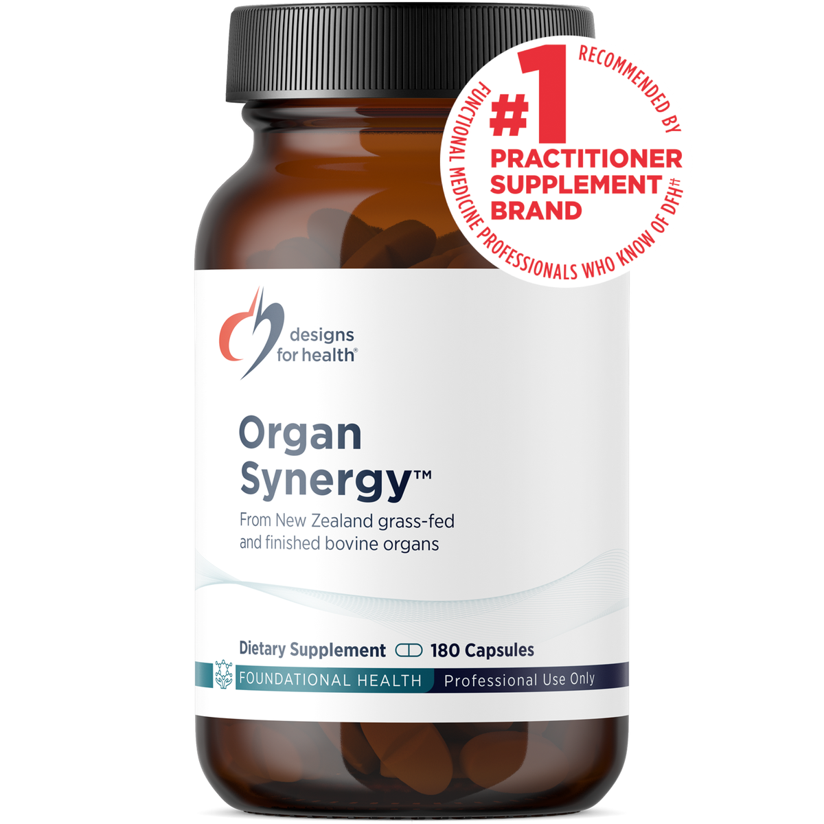 Designs for Health Organ Synergy 180 capsules front label
