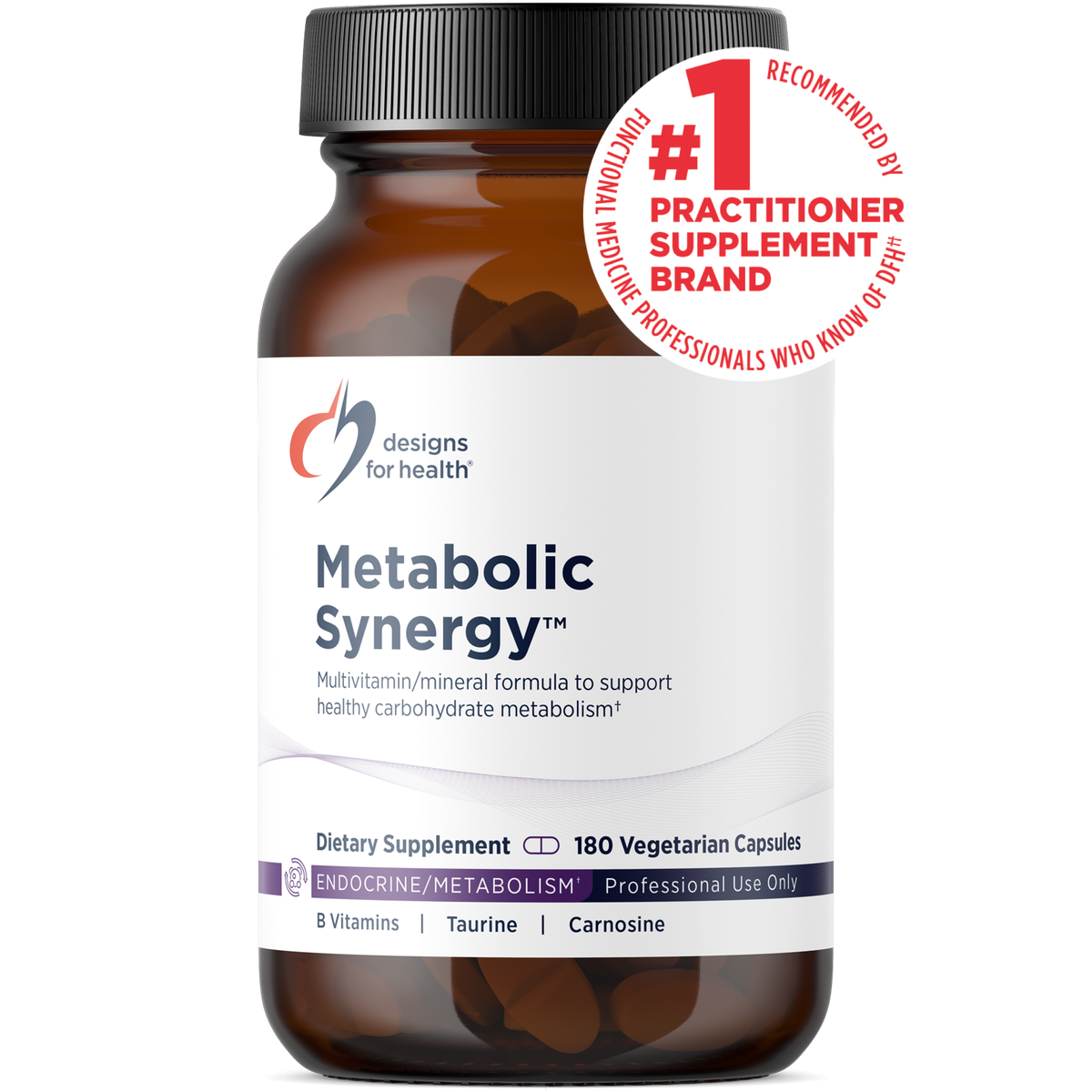 Designs for Health Metabolic Synergy 180 capsules front label