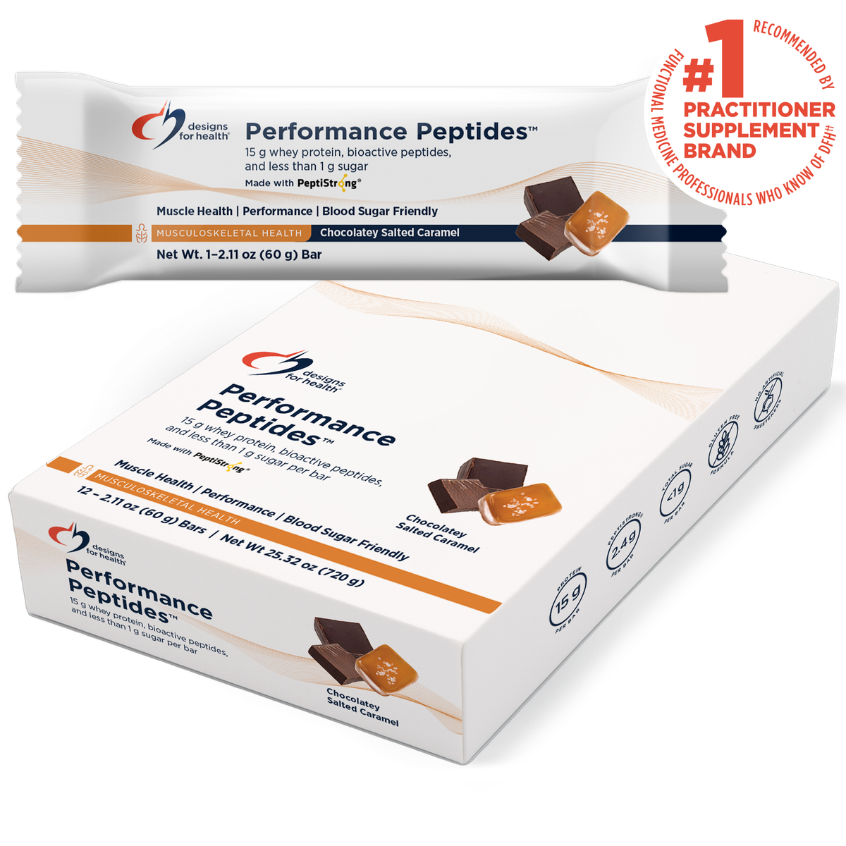 Designs for Health Performance Peptides Bar 2.11 oz (60 g) Bar front label