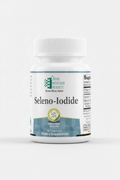 Supplement bottle labeled 'Seleno-Iodide' by Ortho Molecular Products on a white background