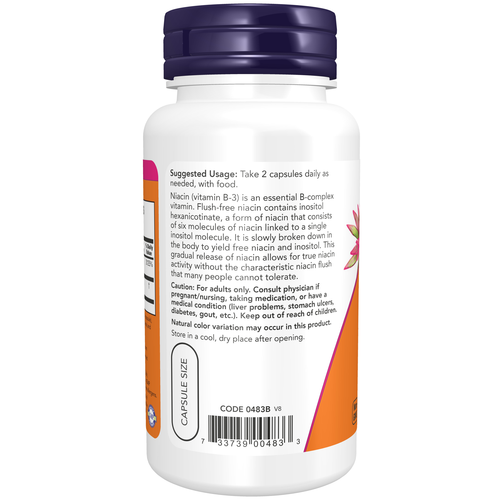 NOW Foods Flush-Free Niacin 250 mg 90 Veg Capsules