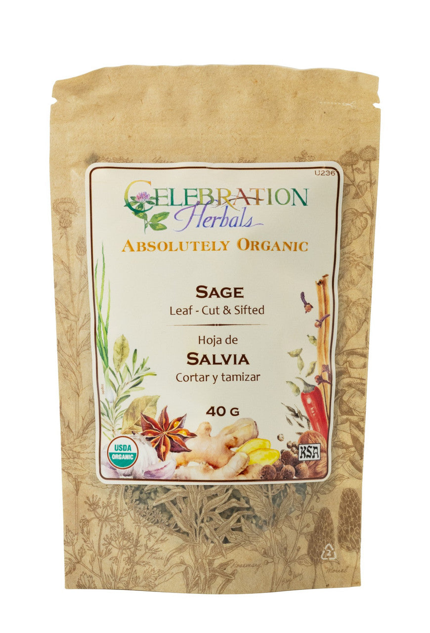 Celebration Herbals Organic Sage Leaf Cut & Sifted – 40 g