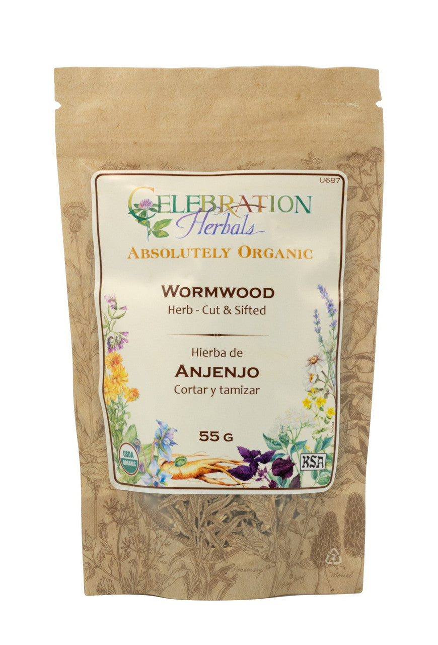Celebration Herbals Organic Wormwood Herb Cut & Sifted – 55 g