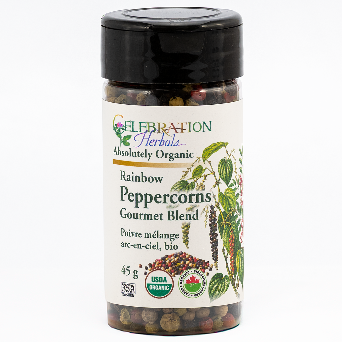 Celebration Herbals Organic Rainbow Peppercorns Gourmet Blend – 45 g