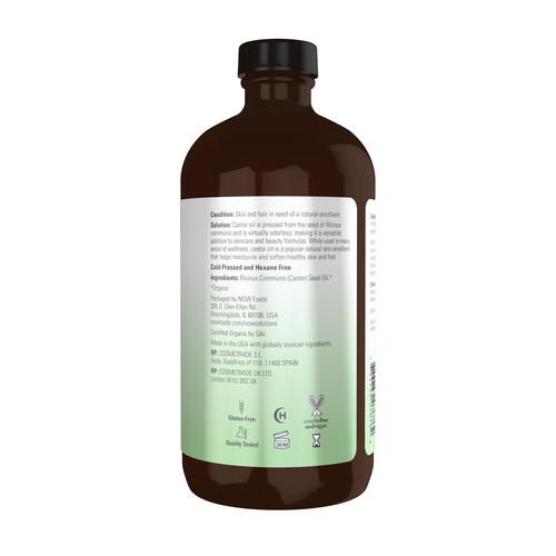 Now Solutions Castor Oil in Glass Bottle Organic 16 oz