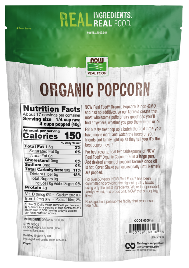 NOW Foods Organic Popcorn 24 oz