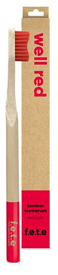 F.E.T.E. Adult Bamboo Toothbrush — Well Red, Medium