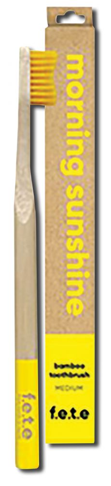 F.E.T.E. Adult Bamboo Toothbrush — Morning Sunshine Yellow, Medium