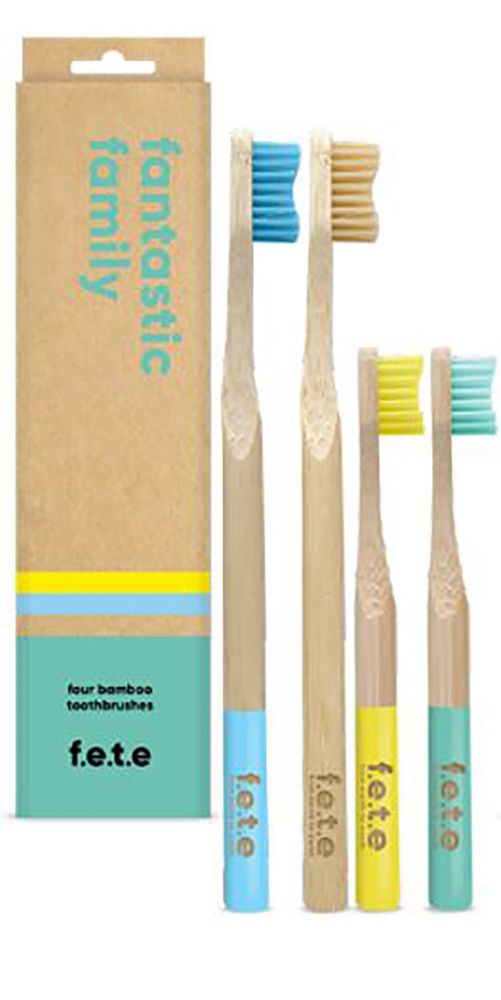F.E.T.E. Bamboo Toothbrushes — Multicolor Family 4-Pack