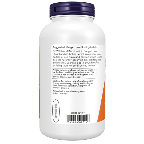 NOW Foods Lecithin 1200 mg Non-GMO Soy Phospholipids | 200 Softgels