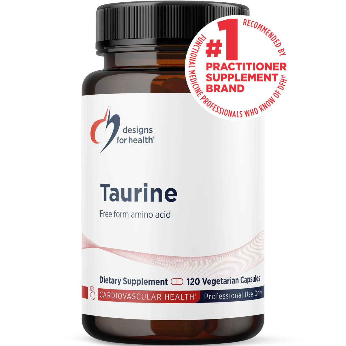 Designs for Health Taurine 120 capsules front label